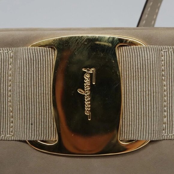 Salvatore Ferragamo Vala Shoulder Bag Suede Beige Auth - Picture 7 of 15